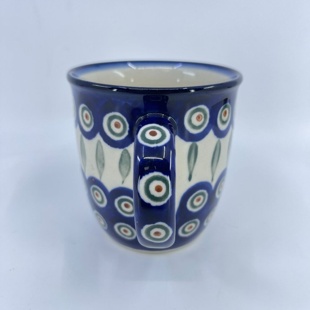 vintage boleslawiec polish pottery mug "peacock" pattern handcrafted - Picture 3 of 6